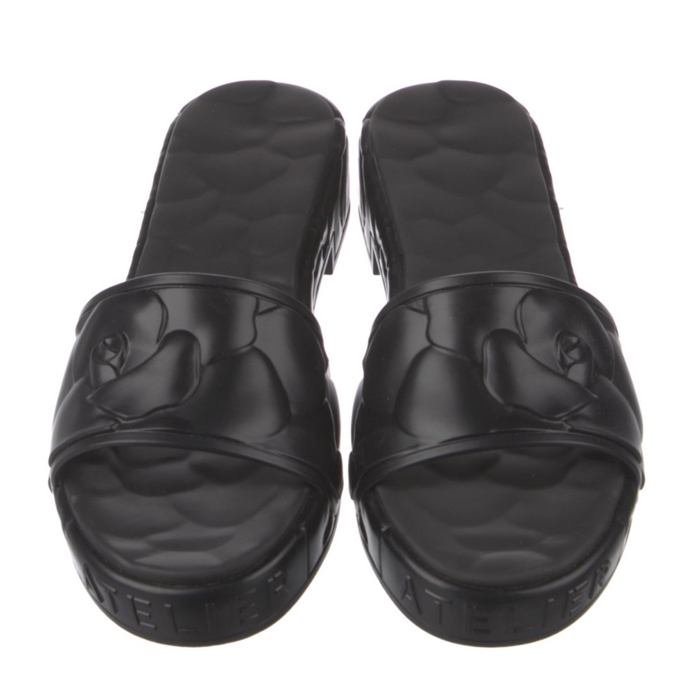 VALENTINO GARAVANI Platform Sculpted Mules Black Sandal Eur 41